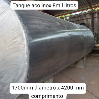 Tanque em ao inox 8 mil litros chapa 3mm 1700mm diametro x 4200mm comprimento